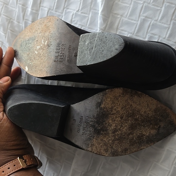 Eileen Fisher Hawk Suede Pump Women's Black Summer Minimalist Shoes - Picture 5 of 8